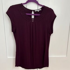 Daniel Rainn Fitted Flutter Sleeve Blouse in Red